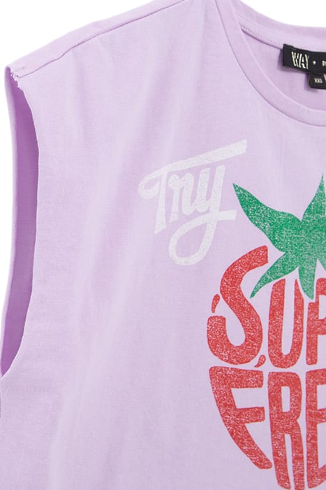 GIRLS’ LILAC T-SHIRT WITH STRAWBERRY SLOGAN PRINT 5