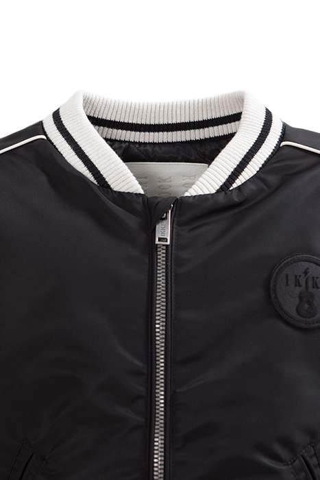 BOYS’ BLACK VARSITY JACKET, ECRU SLEEVES, EMBROIDERED BACK 4