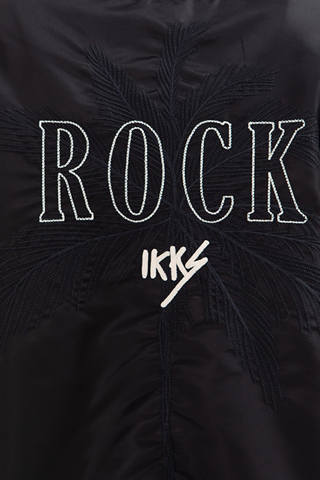 BOYS’ BLACK VARSITY JACKET, ECRU SLEEVES, EMBROIDERED BACK 6