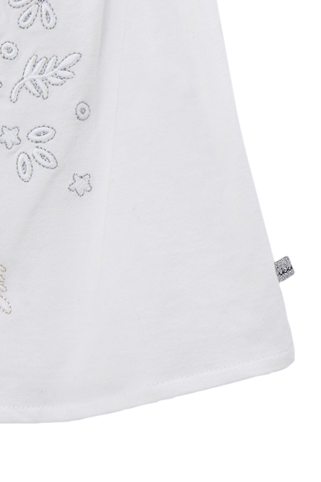GIRLS’ WHITE ORGANIC COTTON T-SHIRT, PINEAPPLE EMBROIDERY 3