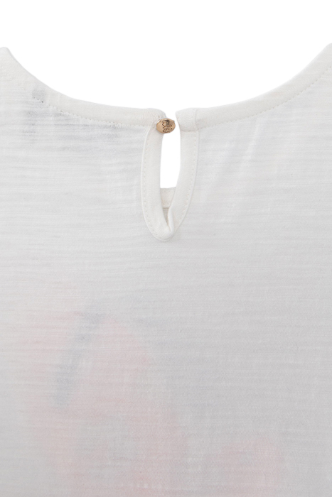 GIRLS’ WHITE ORGANIC COTTON T-SHIRT, NEON PINK BIRD IMAGE 5