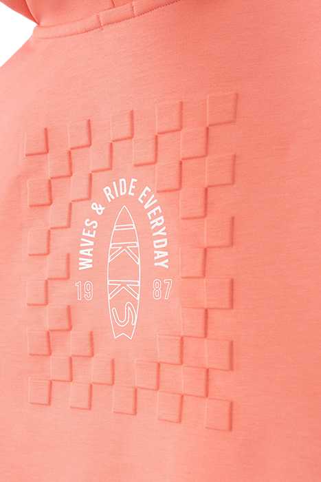 BOYS’ NEON ORANGE CARDIGAN, EMBOSSED CHECKERBOARD ON BACK 6