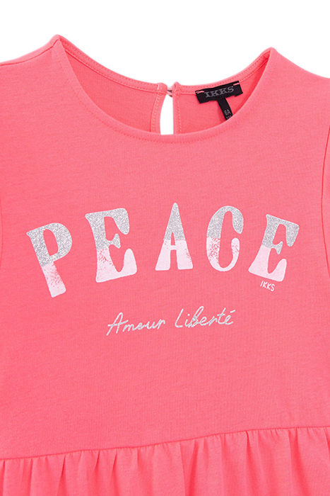 GIRLS’ NEON PINK DRESS WITH TWO-TONE SLOGAN 3
