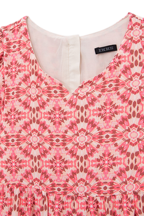 GIRLS’ PINK LONG DRESS WITH ETHNIC PRINT 3
