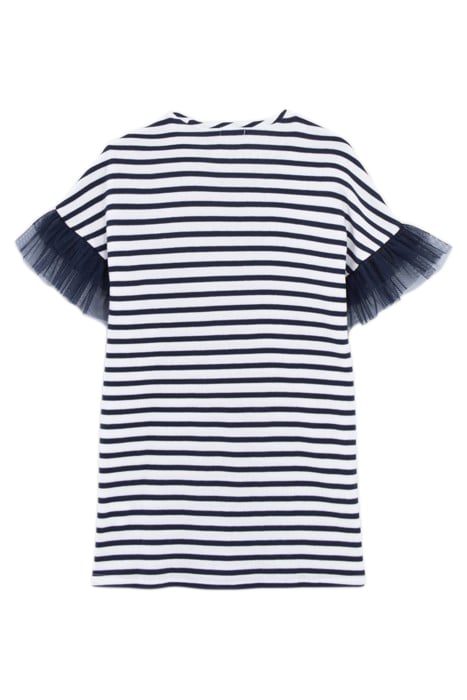 GIRLS’ SAILOR-STRIPE COTTON DRESS, SMILEYWORLD TULLE SLEEVES 2