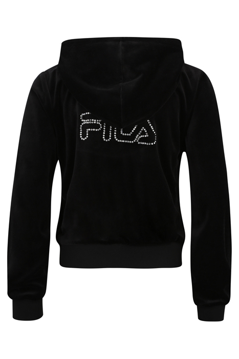 LONGUICH CROPPED VELVET HOODY JACKET BLACK 2