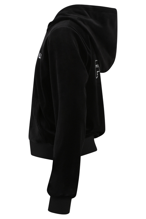 LONGUICH CROPPED VELVET HOODY JACKET BLACK 3