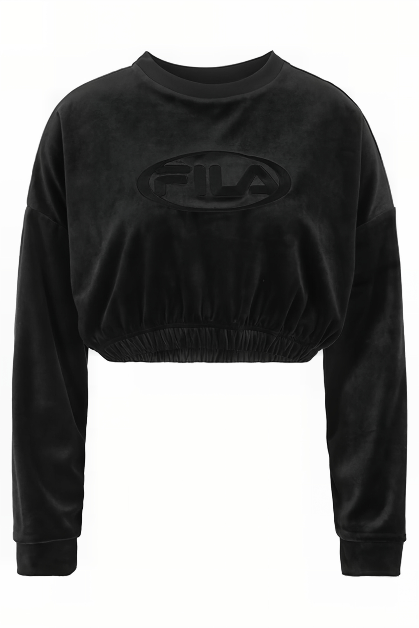 LEVALA CROPPED VELVET CREW SHIRT BLACK 1