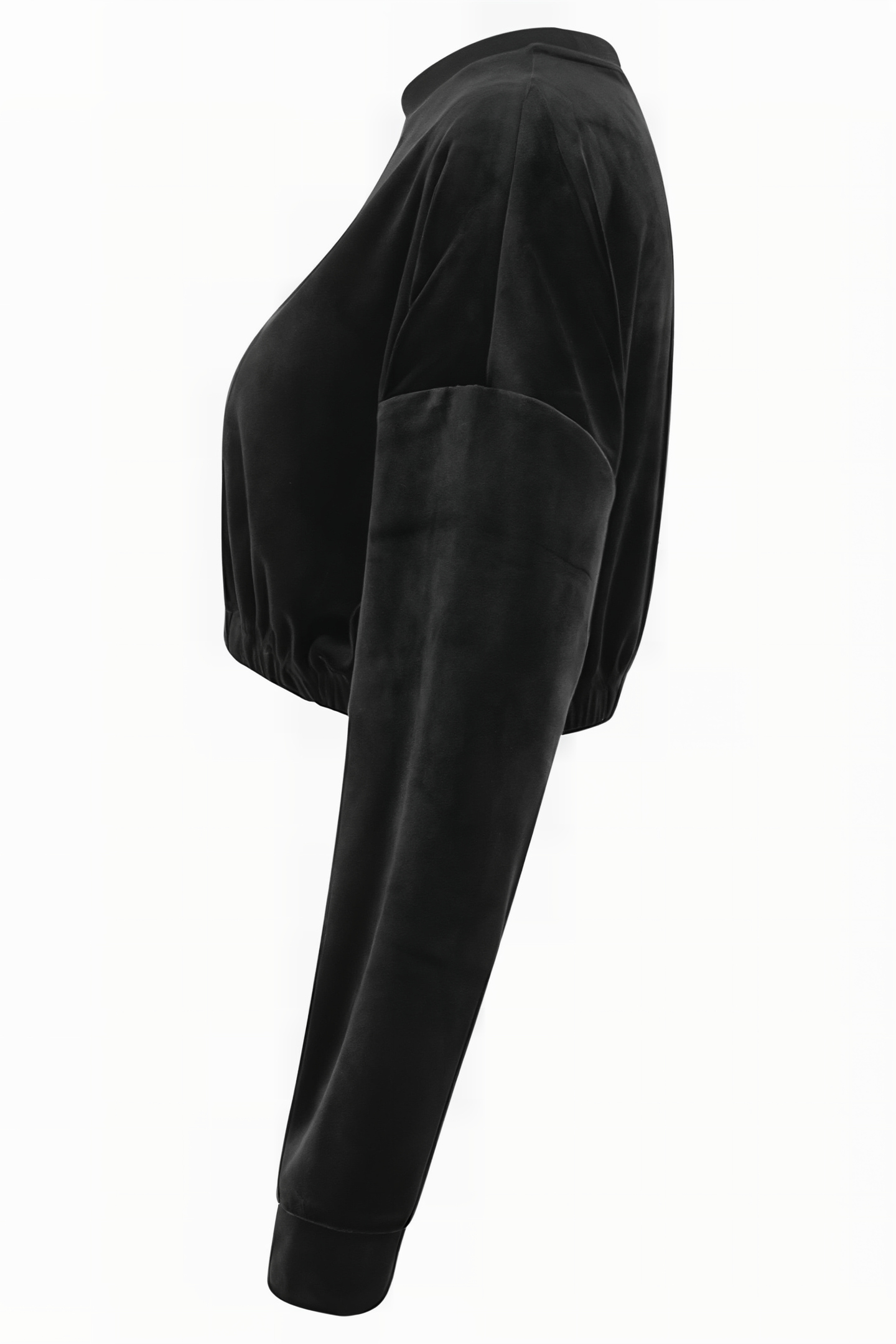 LEVALA CROPPED VELVET CREW SHIRT BLACK 3