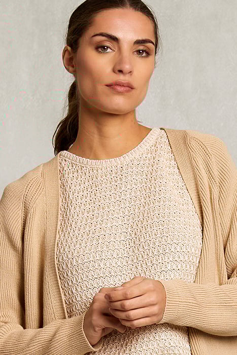 BEIGE COTTON V-NECK CARDIGAN BEIGE 5