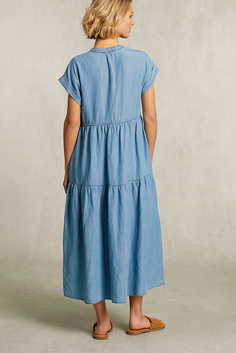 BLUE RUFFLED DENIM DRESS DENIM 2