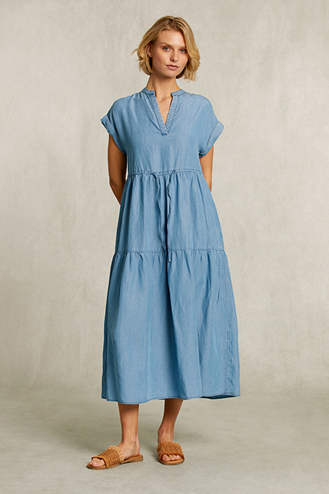 BLUE RUFFLED DENIM DRESS DENIM 1