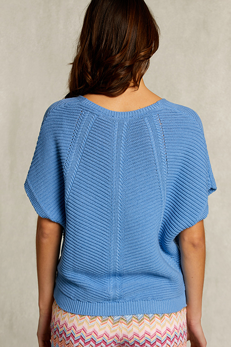 BLUE V-NECK SWEATER SHORT SLEEVES BLUE 2