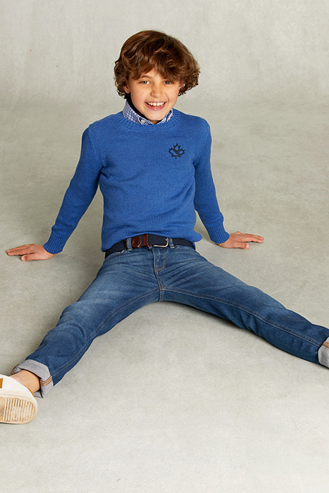 CUSTOM FIT COTTON/WOOL SWEATER OLYMPIC MIX BLUE 3