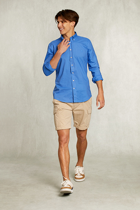 SLIM FIT COTTON SHIRT DARK AZURE BLUE 3