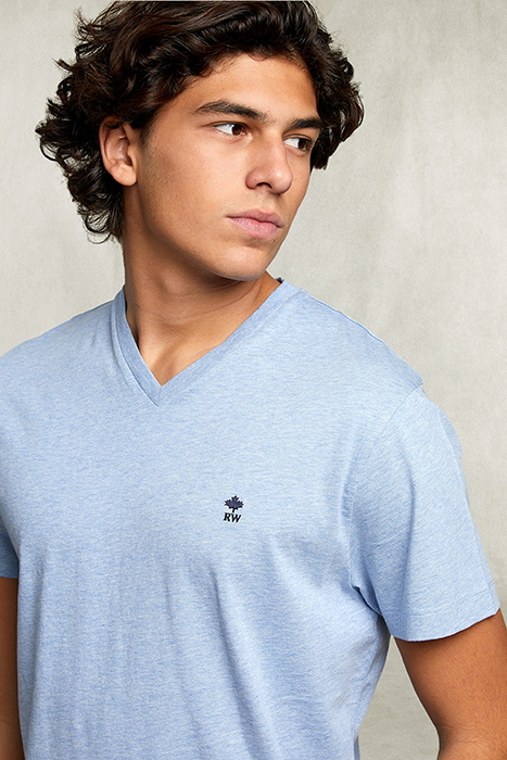 SLIM FIT PIMA COTTON T-SHIRT AIR MIX BLUE 3