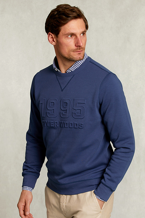 CREW NECK SWEATER DARK BLUE JELLY FISH BLUE by River Woods