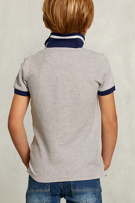 CUSTOM FIT POLO IN DARK OYSTER MIX GREY 2