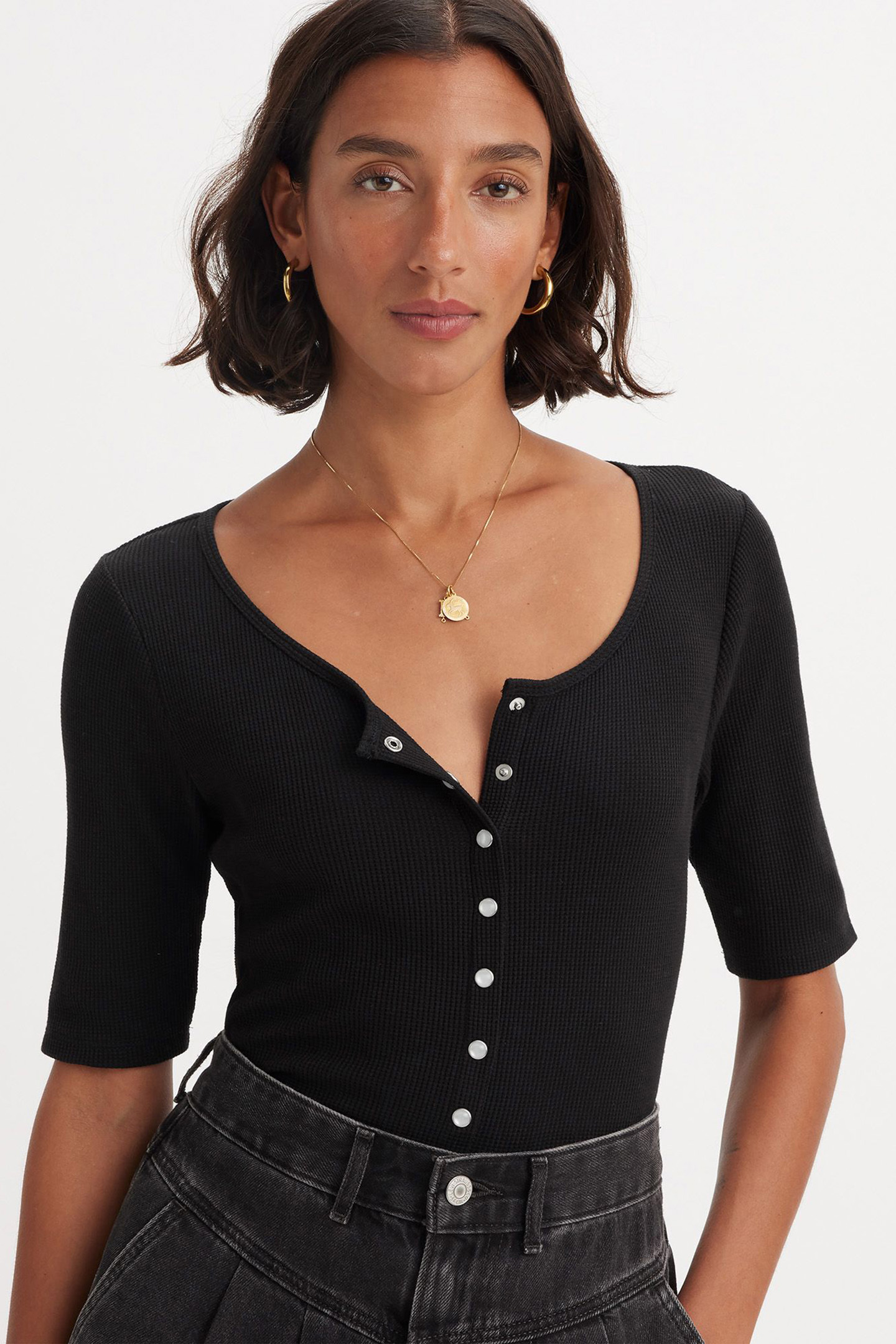 DRY GOODS WAFFLE BUTTON-UP TOP 4