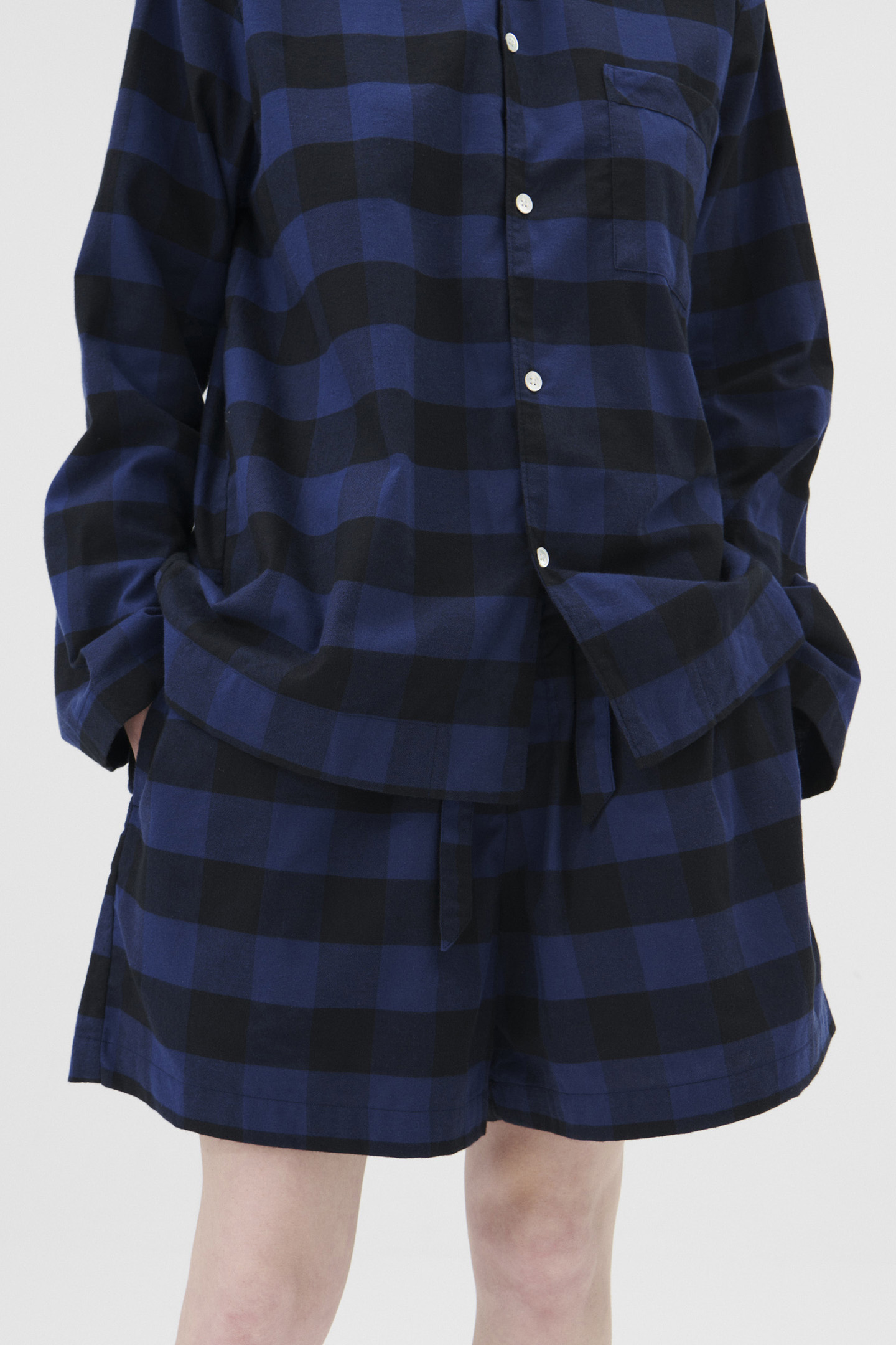 UNISEX FLANNEL, PYJAMAS SHORTS BLUE GINGHAM 2