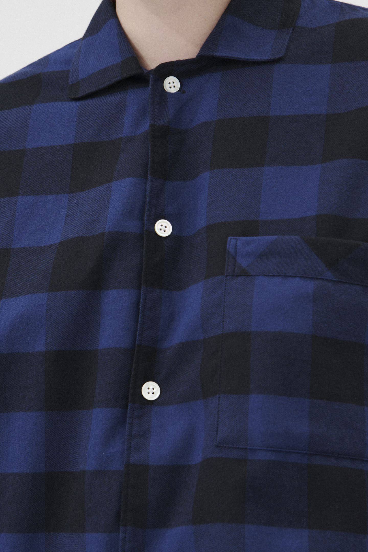 UNISEX FLANNEL, PYJAMAS SHIRT BLUE GINGHAM 2