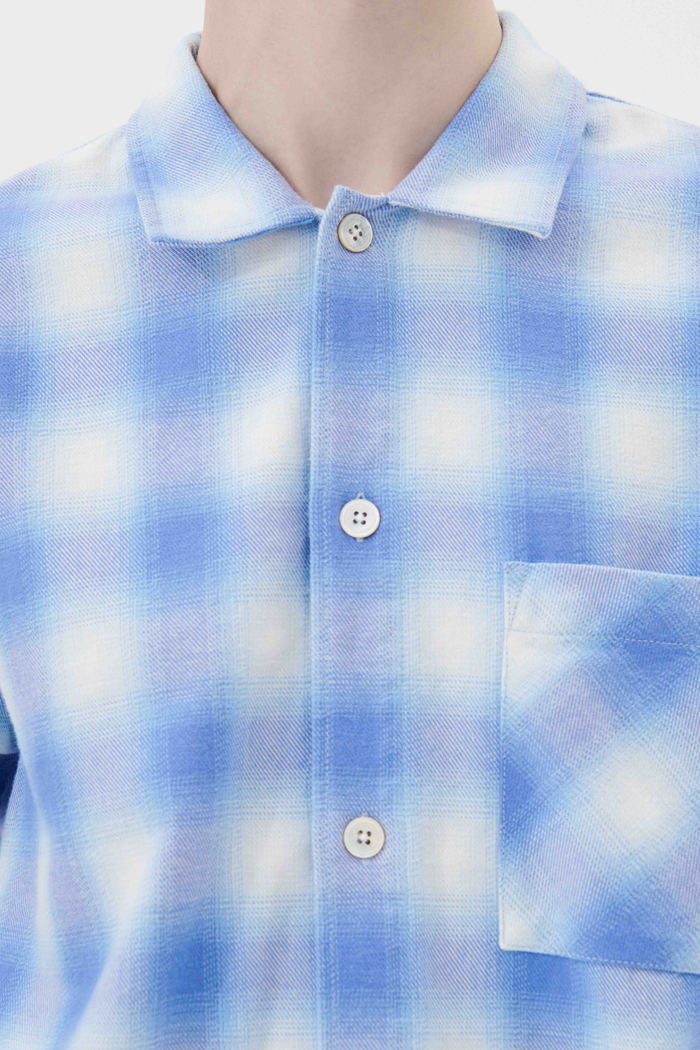 UNISEX FLANNEL, PYJAMAS SHIRT LIGHT BLUE PLAID 2