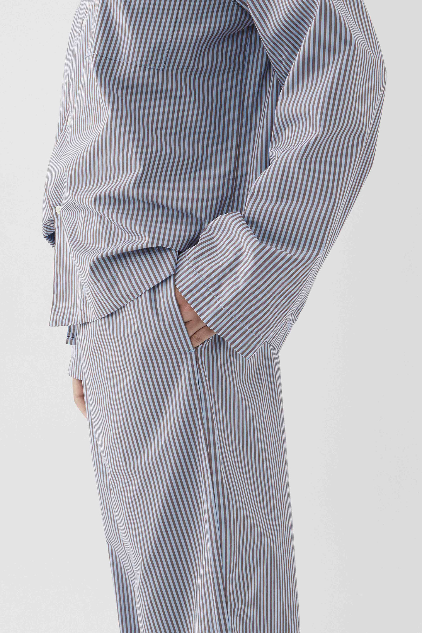 UNISEX POPLIN, PYJAMAS PANTS BROWN BLUE 2