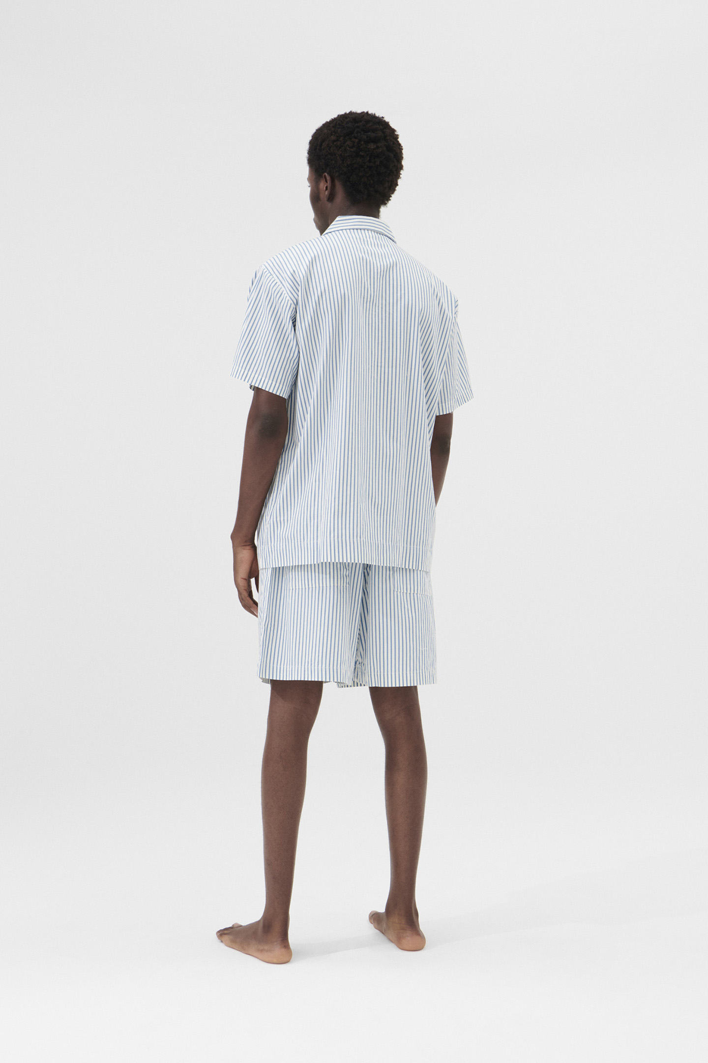 UNISEX POPLIN, PYJAMAS SHORTS PLACID BLUE STRIPES 2