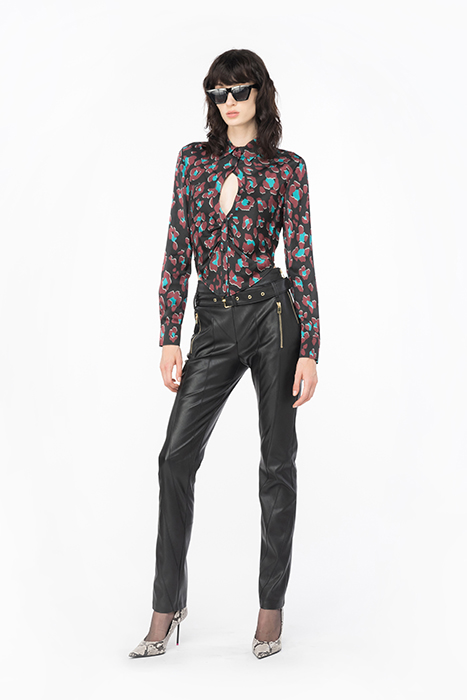 CYBERNELLA SHIRT BLACK/LIGHT GREEN/BURGUNDY 2