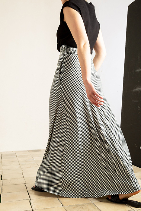 SKIRT TARTAN LONG SKIRT BLACK/ECRU 2