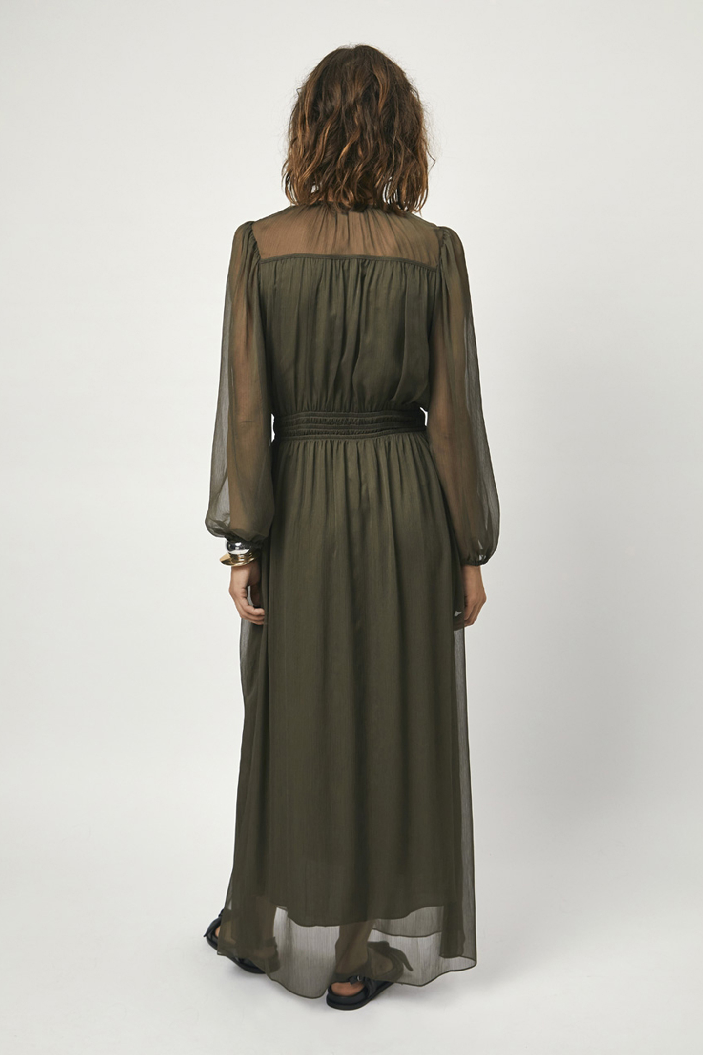 ABSOLUTE PLEATED BOHO DRESS UTILITY GREEN 2
