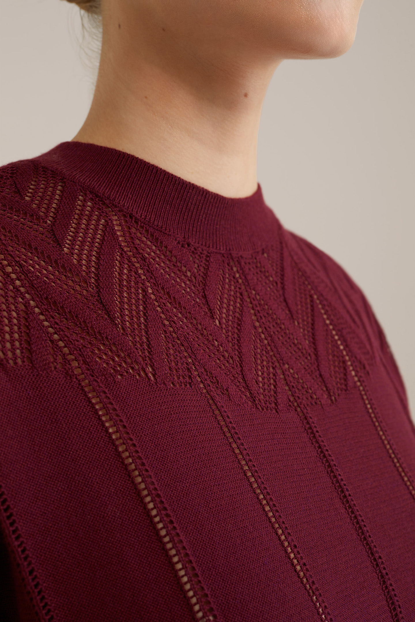 KNITTED PULLOVER BURGUNDY RED 5