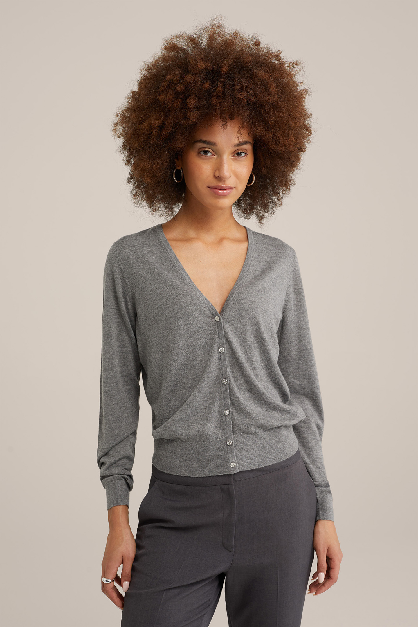 KNITTED CARDIGAN LIGHT GREY 1