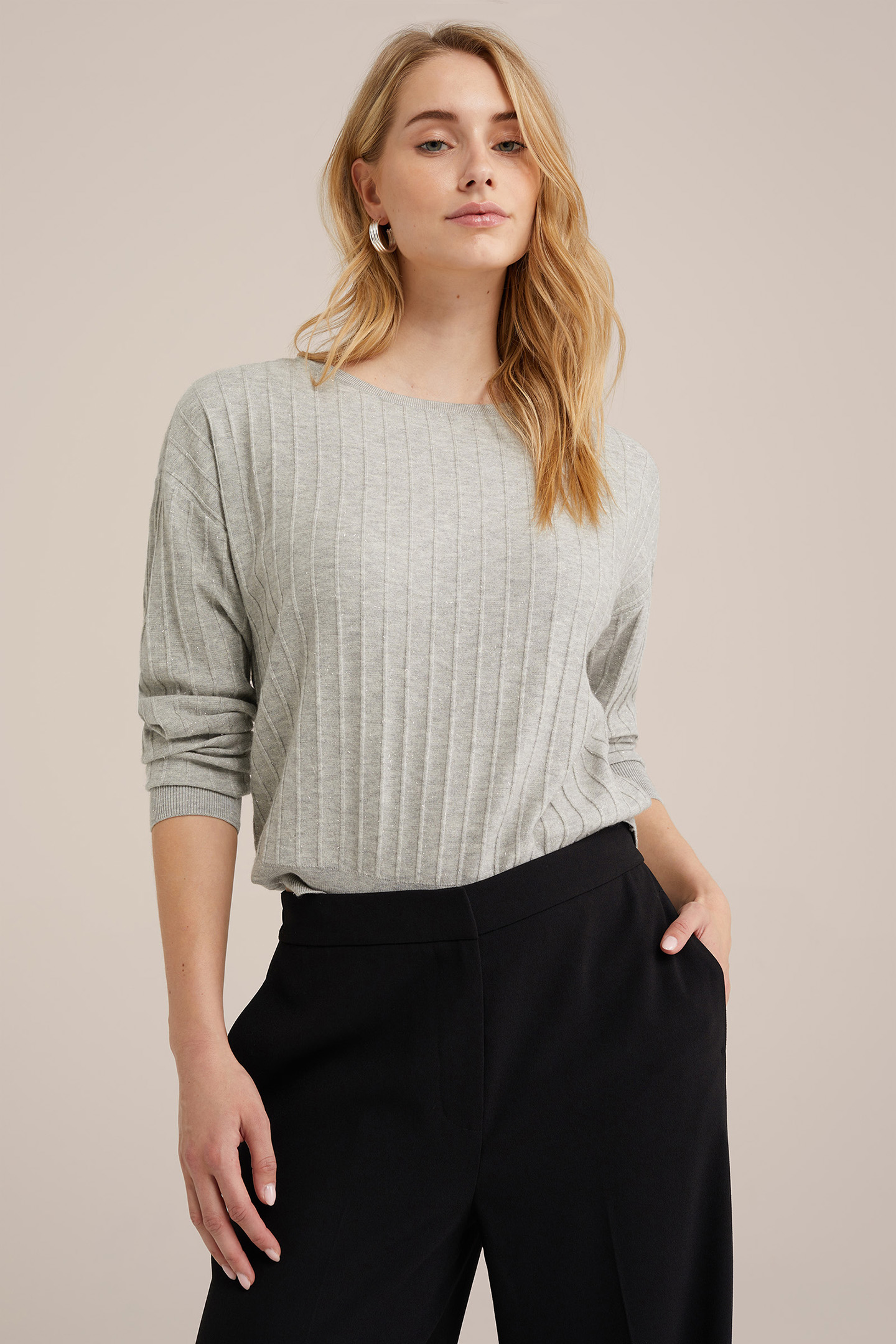 KNITTED PULLOVER LIGHT GREY 5