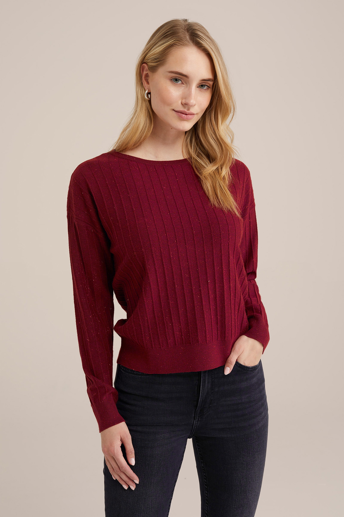 KNITTED PULLOVER FIRE RED 1