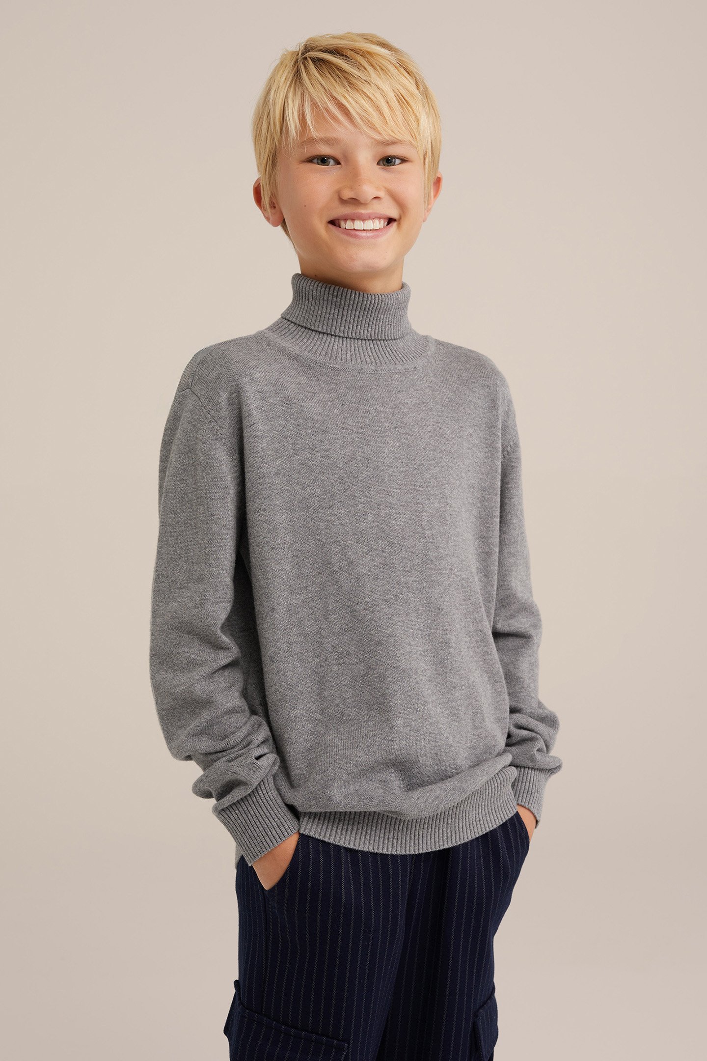 KNITTED PULLOVER LIGHT GREY by WE Fashion