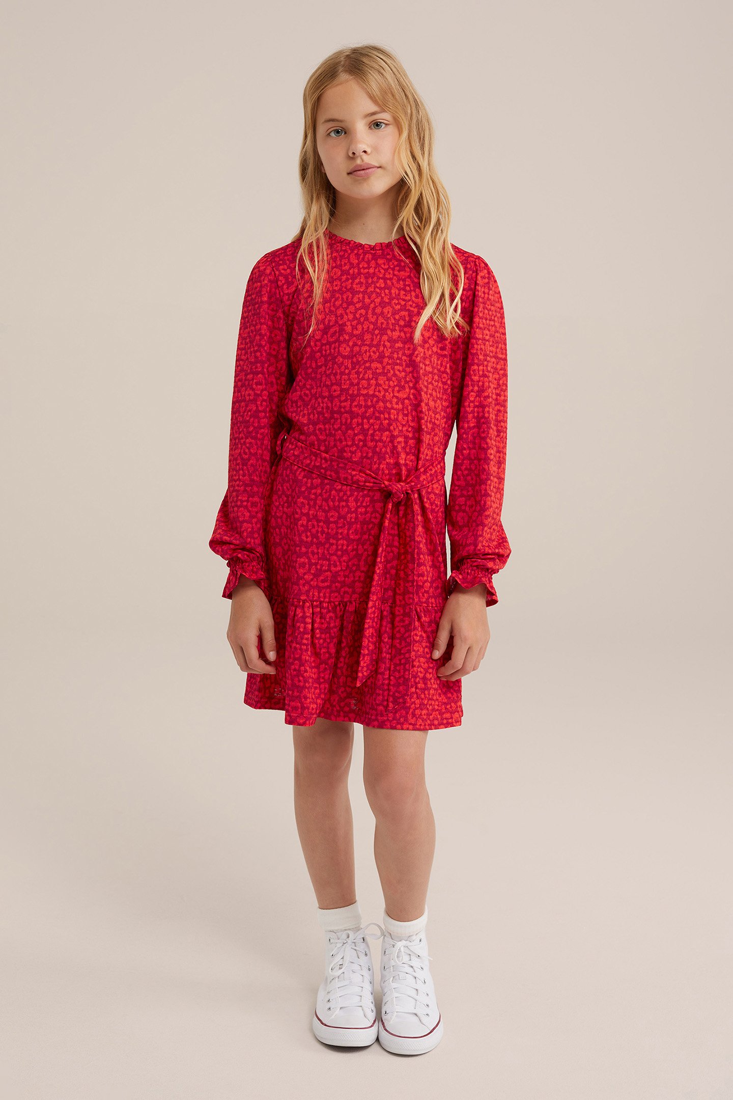 DRESS MID LENGTH BRIGHT RED 2