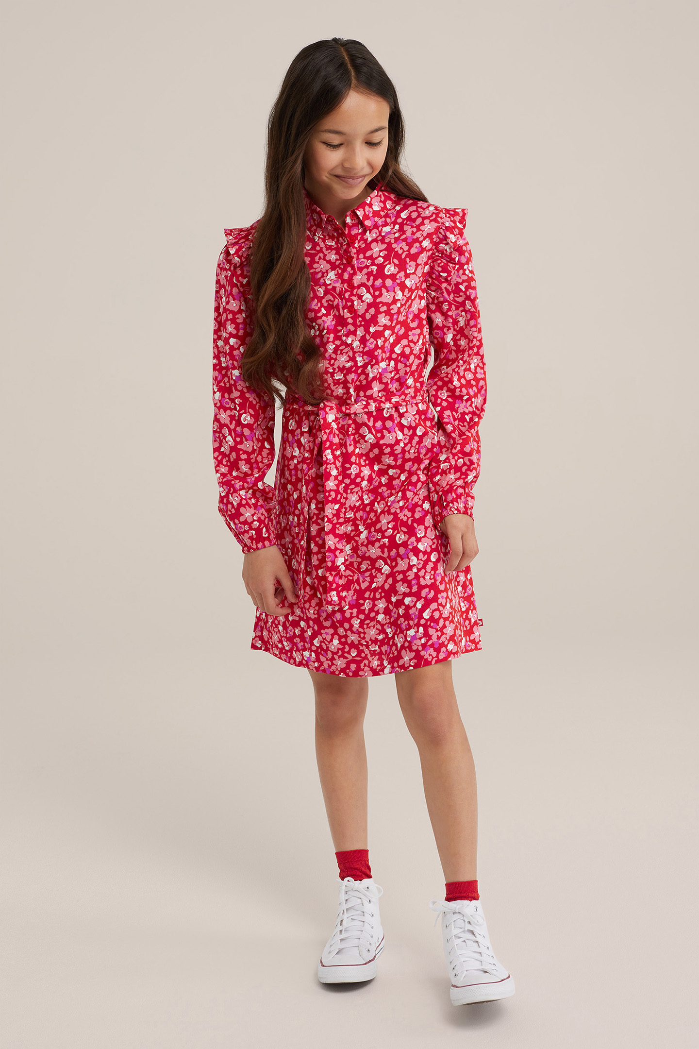 DRESS MID LENGTH BRIGHT RED 2