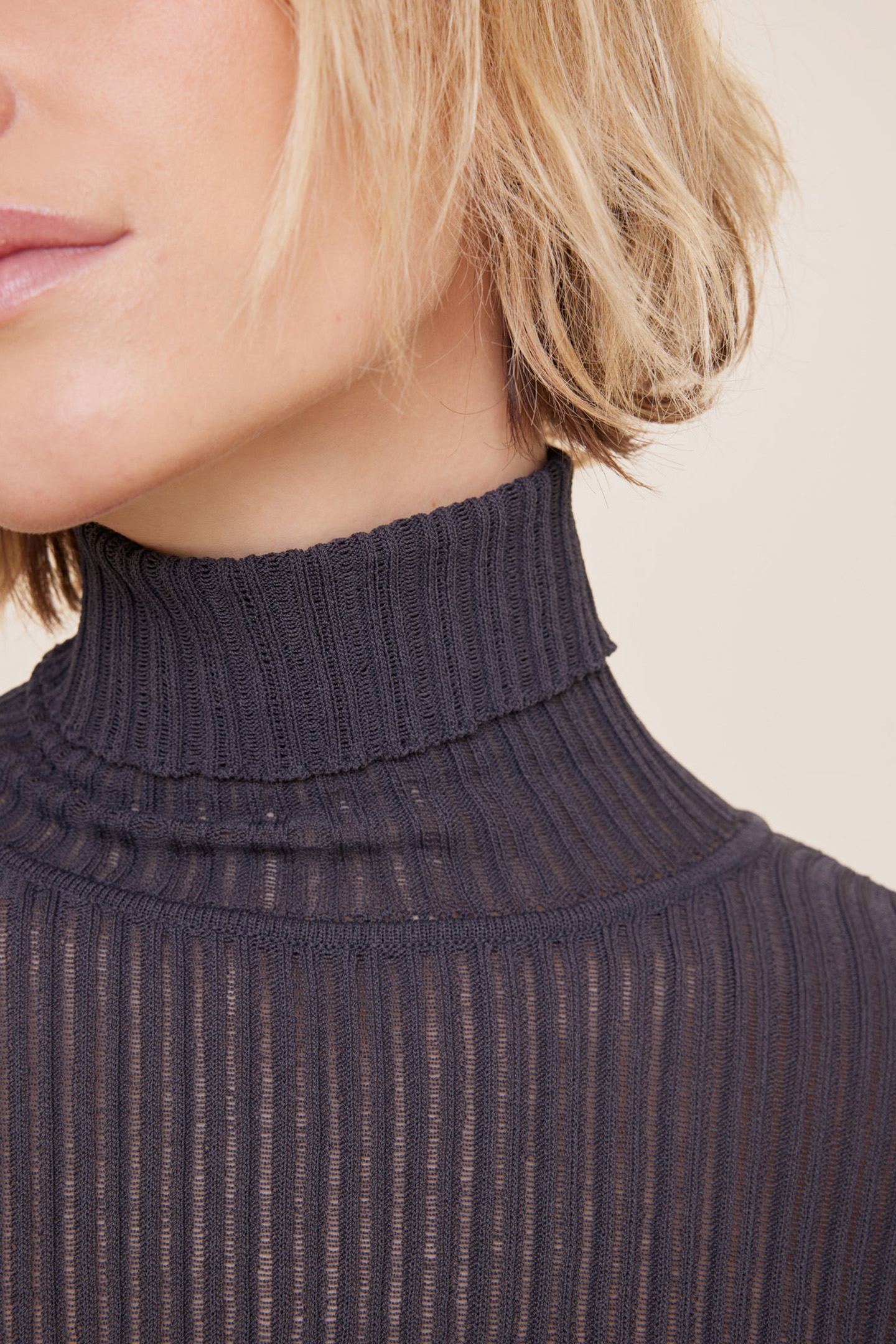 SWEATER FITTED RIB COL GRAY PINSTRIPE 5