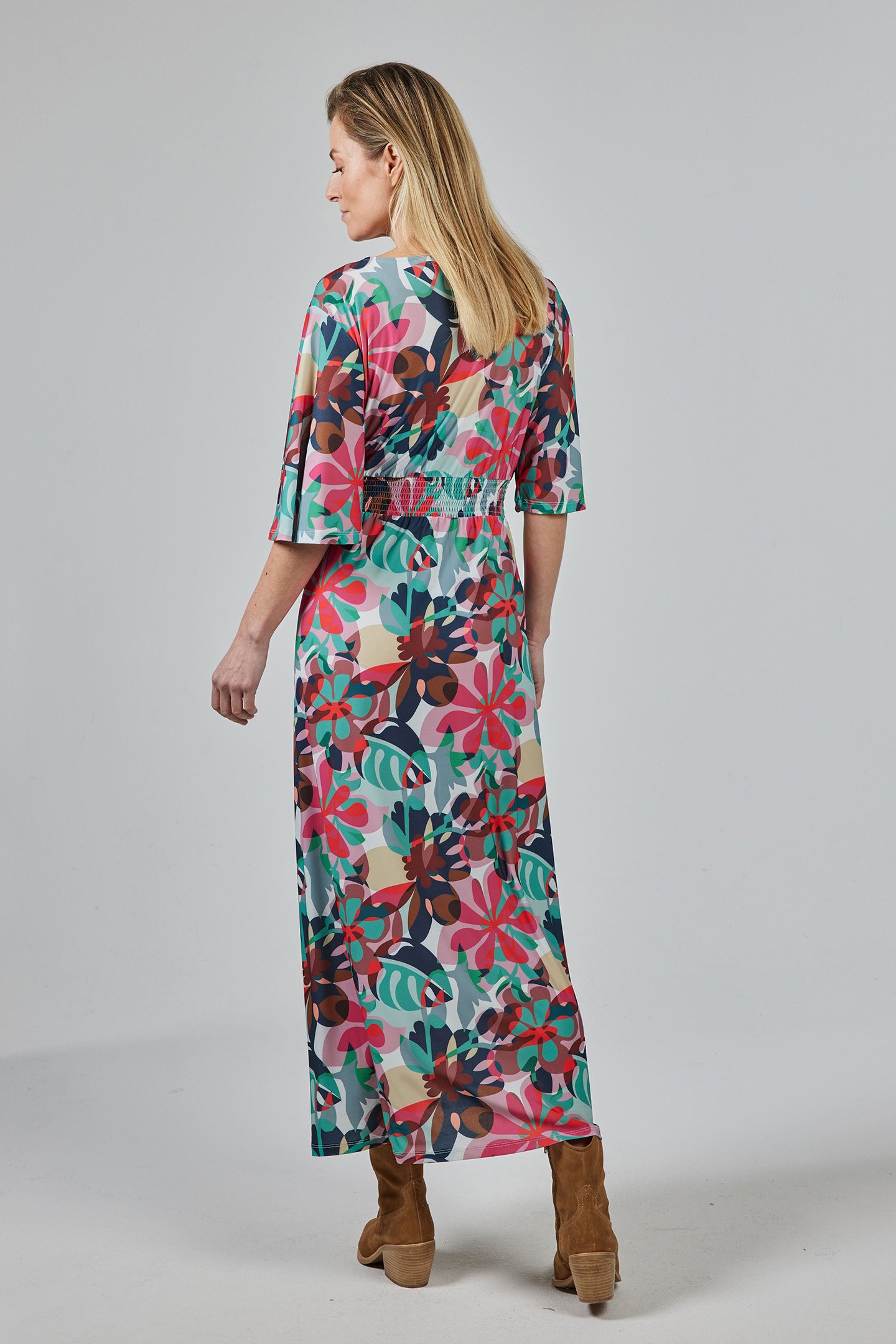 LONG DRESS LANI PRINT OFFWHITE WITH PINK PLANES PRINT 2