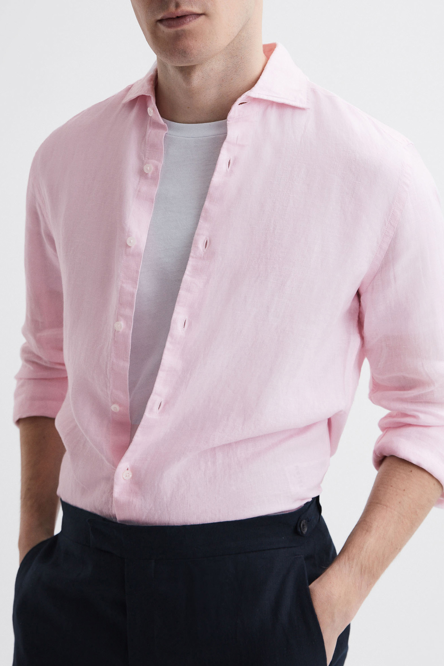 RUBAN-LS LINEN SHIRT SOFT PINK 3