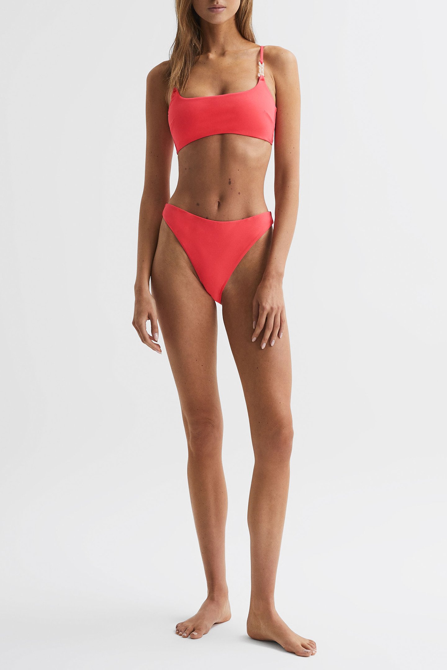 SQUARE NECK BIKINI TOP CORAL 3