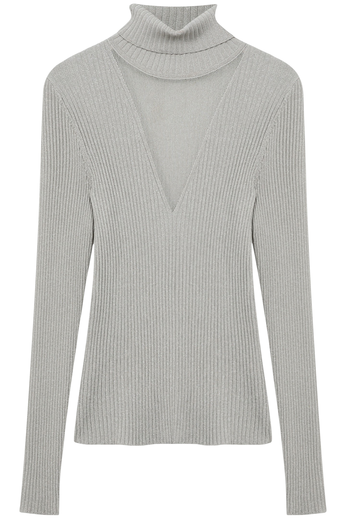 METALLIC MESH PANEL ROLL NECK SILVER 4