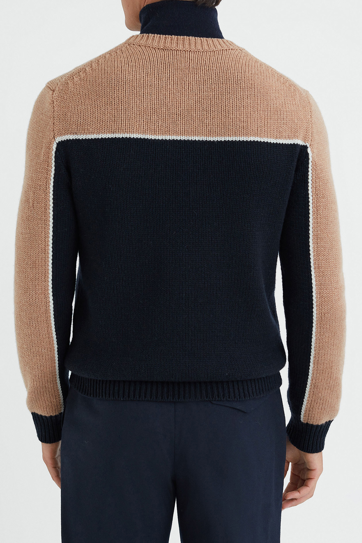 LS CREW FAIRISLE PANEL JUMPER NAVY/CAMEL 2