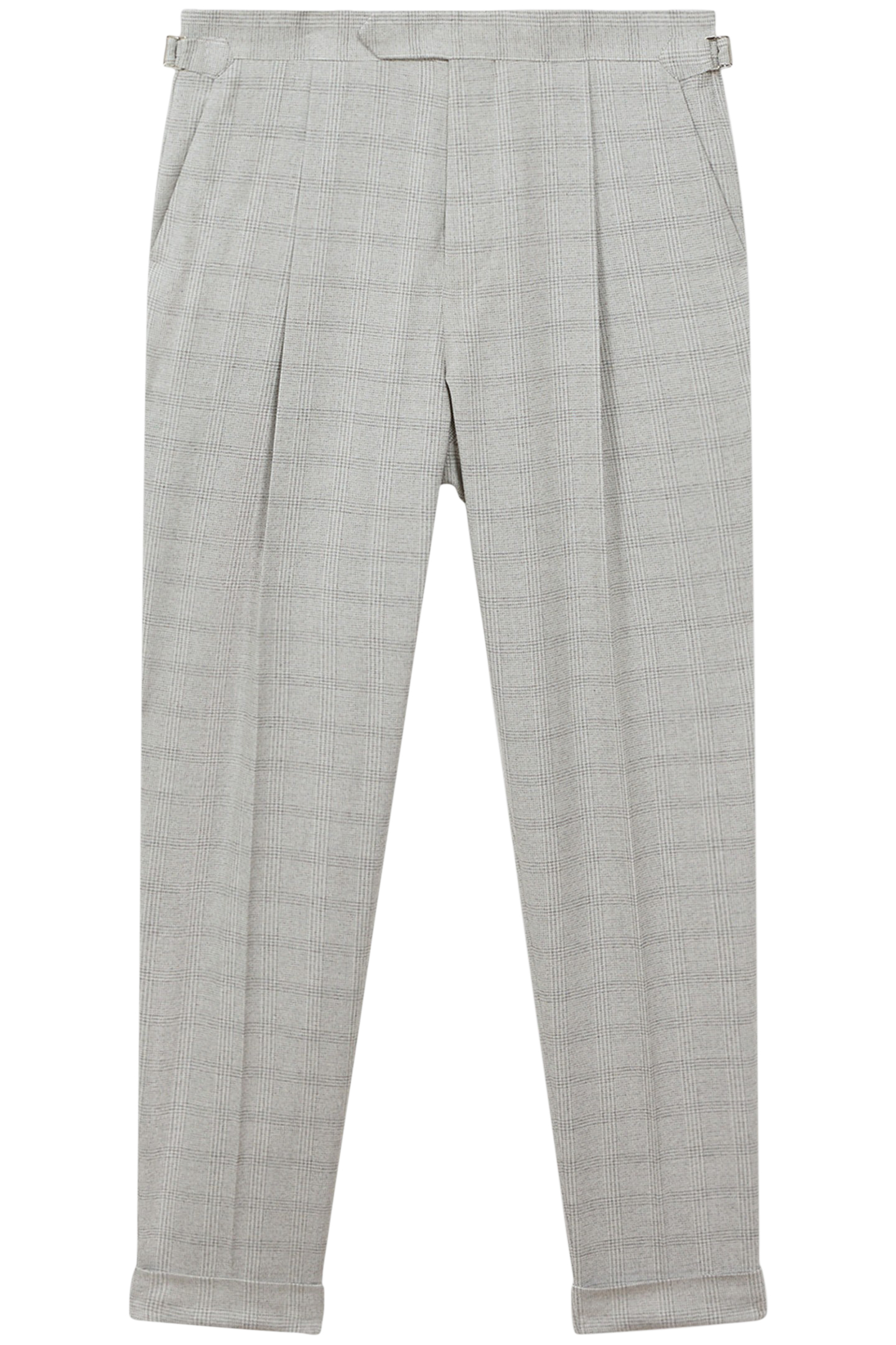 PRICE OF WALES CHECK SIDE ADJUSTER TROUSER SOFT GREY 4