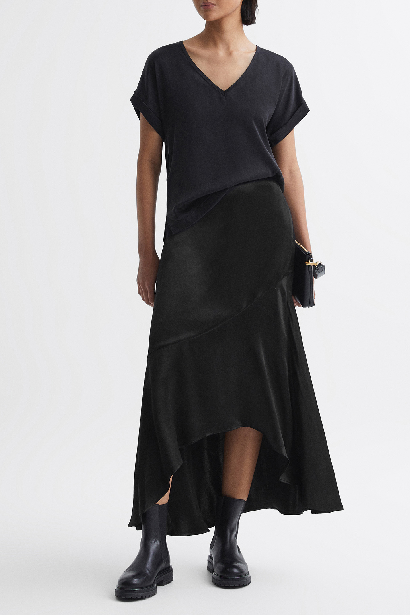 ASYMMETRIC SLIP SKIRT BLACK 3