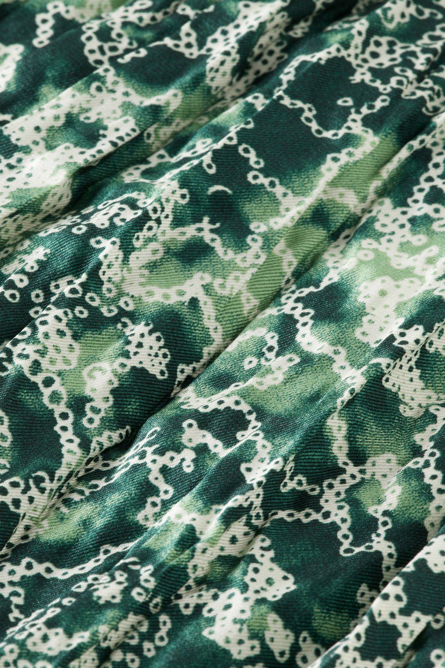 PLEATED CRINKLE SKIRT SHIBORI FLORAL GREEN 3