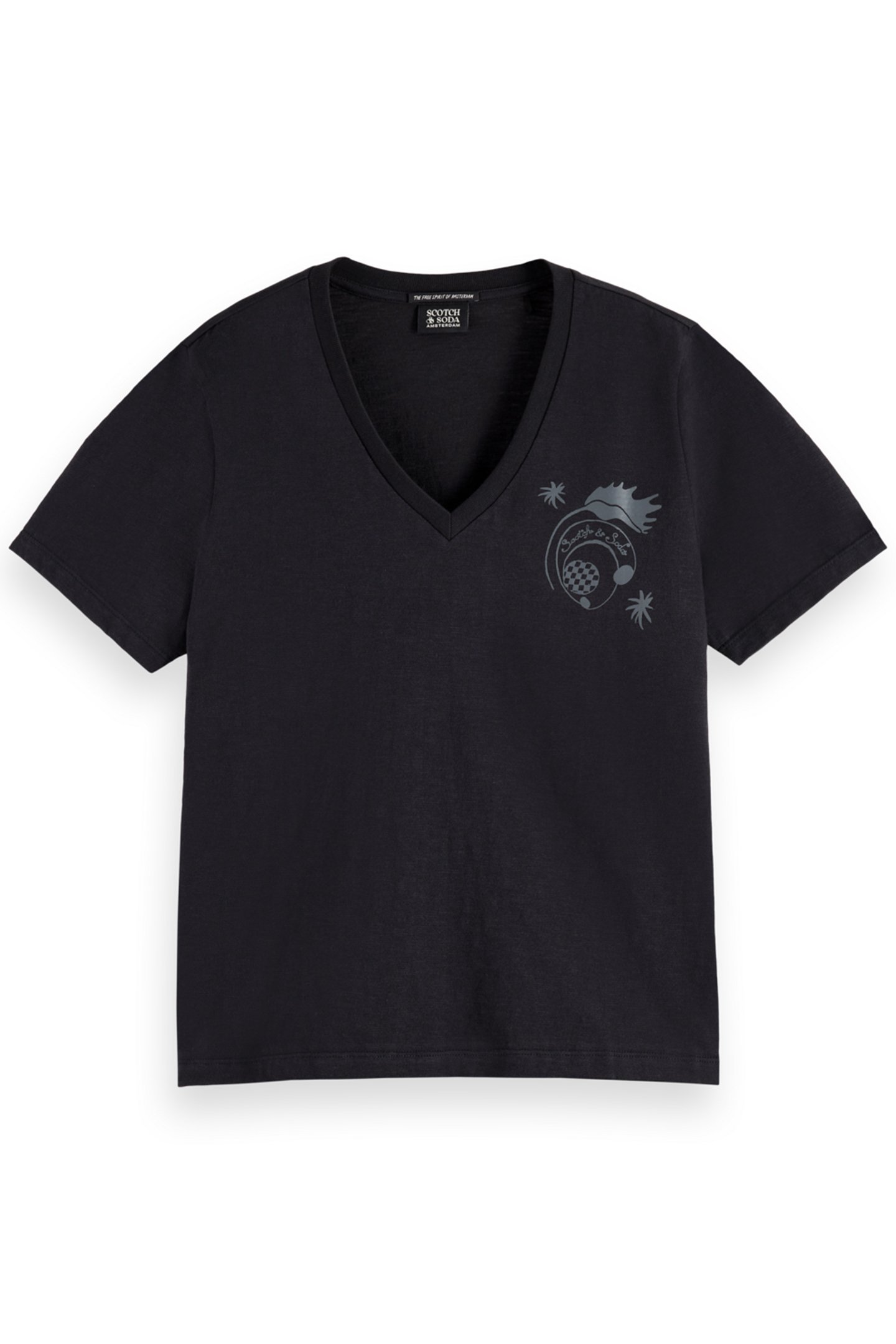 SLUB V-NECK REGULAR FIT T-SHIRT EVENING BLACK 4