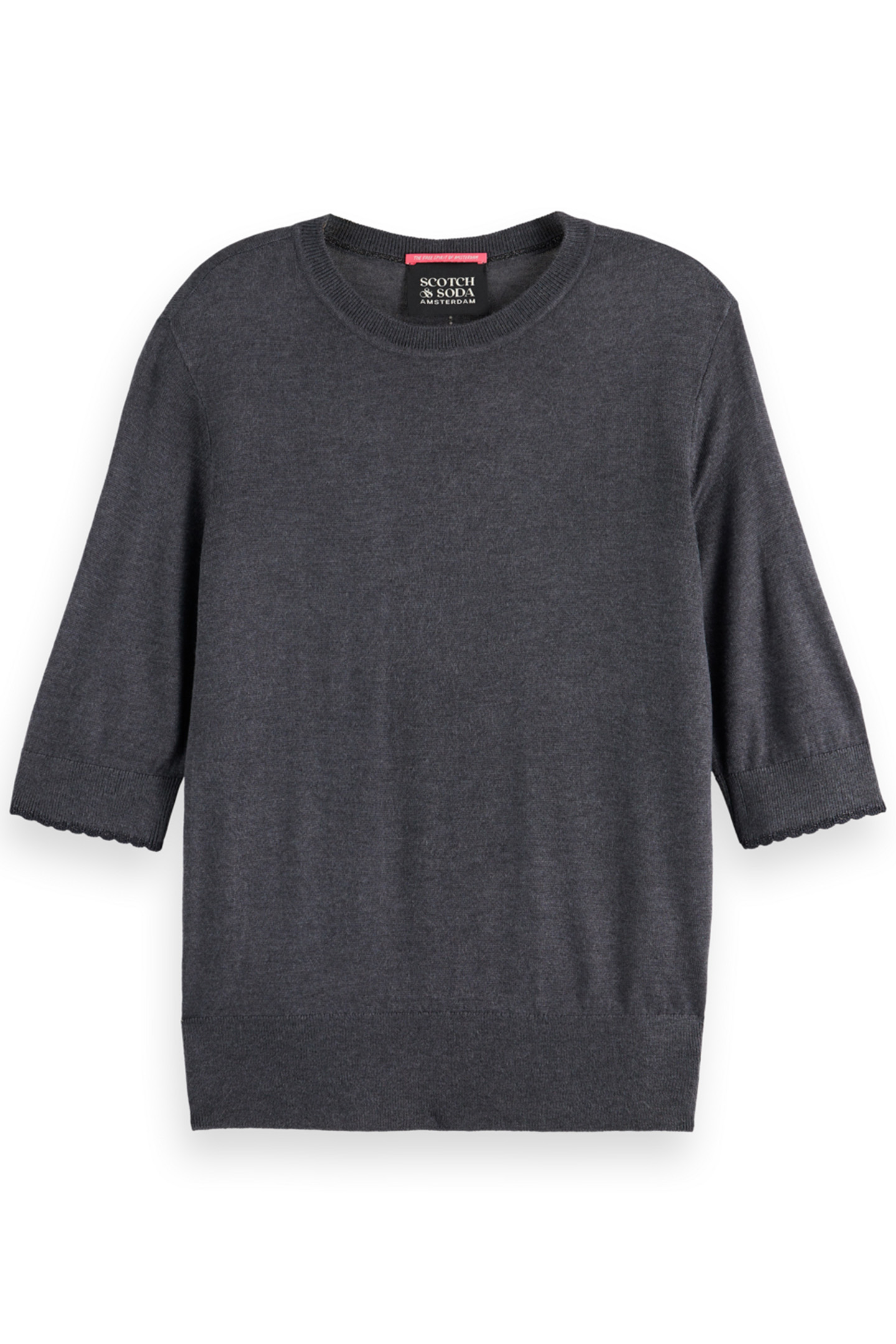 CREW NECK SHORT SLEEVED PULLOVER CHARCOAL MELANGE 1