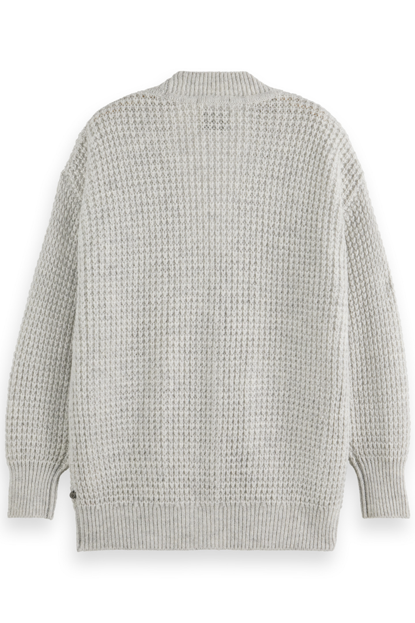 TEXTURED STITCH OVERSIZED CARDIGAN LIGHT GREY MELANGE 2